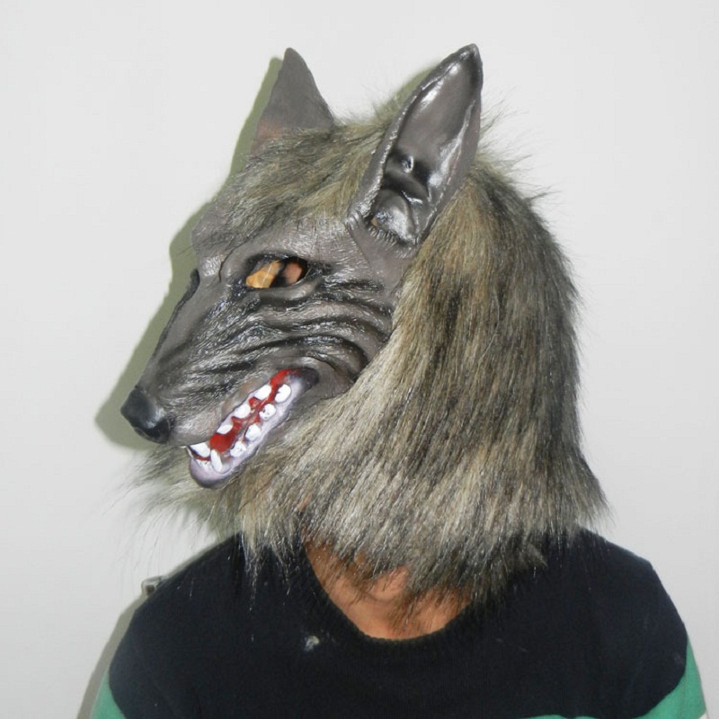  ҷ  Ƽ  Ӹ ũ ؽ  Ǯ ̽   ȸ ڽ ũ  չ 尩/Horror Halloween Birthday Party Wolf Head Mask Latex Funny Full Face Ghost Masque